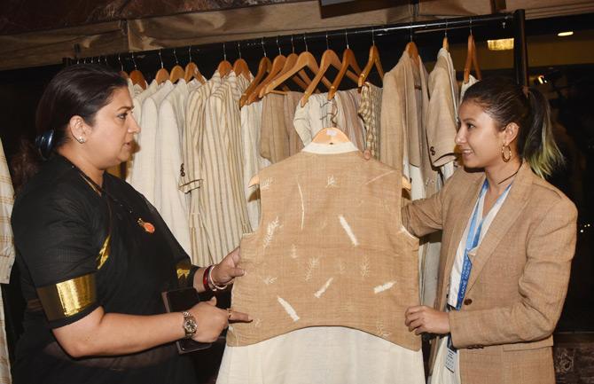 Union Minister Smriti Irani, who was in Mumbai, attended Day 2 of the Lakme Fashion Week 2019, watched three shows at the event. Irani was spotted sitting with fashion designers Sohan Dave, Padmaja and Maku’s shows at LFW 2019.