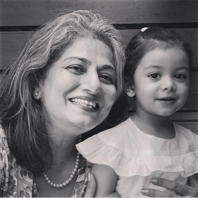 That's Mira Rajput Kapoor's mother Bela Rajput. Misha is seen alongside her 'Nani' maternal grandmother in the picture. Mira captioned this image: I strive to be, what you are to me.