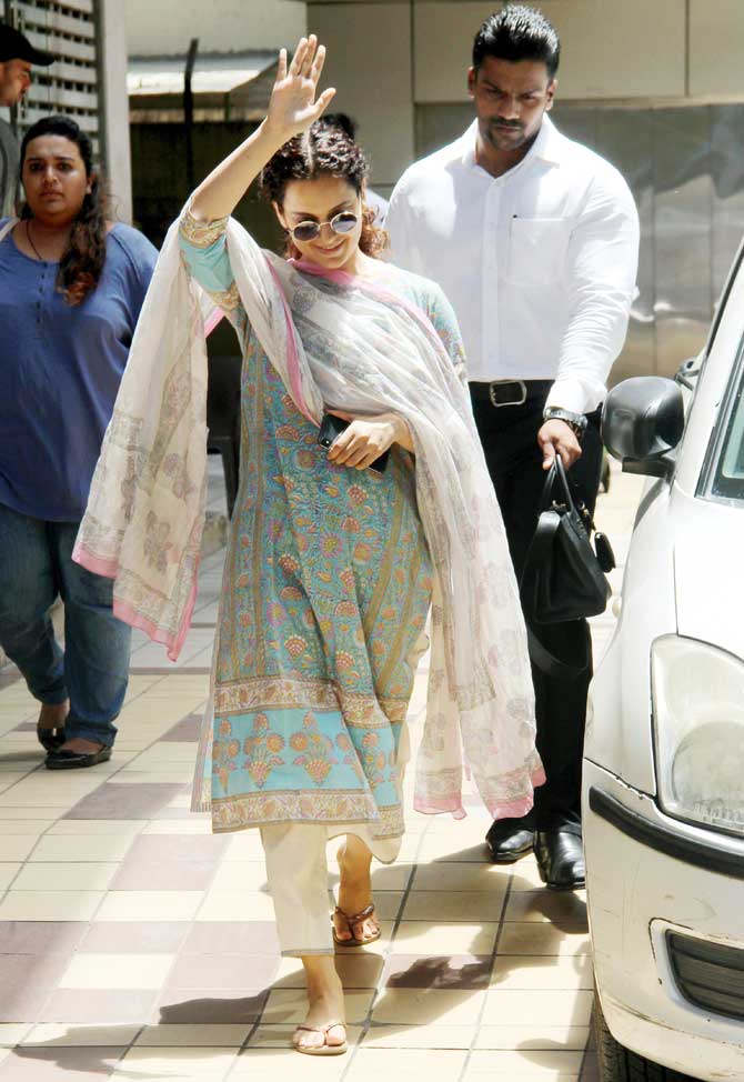 Kangana Ranaut was spotted at a dance studio in Bandra, Mumbai. According to do a source close to the actress, she has started training in Bharatanatyam for the biopic of Jayalalithaa. All pictures/Yogen Shah
