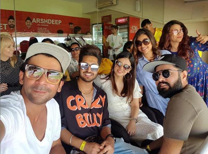 MS Dhoni considers Sakshi Dhoni as his lucky charm and looks forward to her attendance during all his big games.
In picture: Sakshi Dhoni is the perfect host to her friends in the stands during a cricket match.