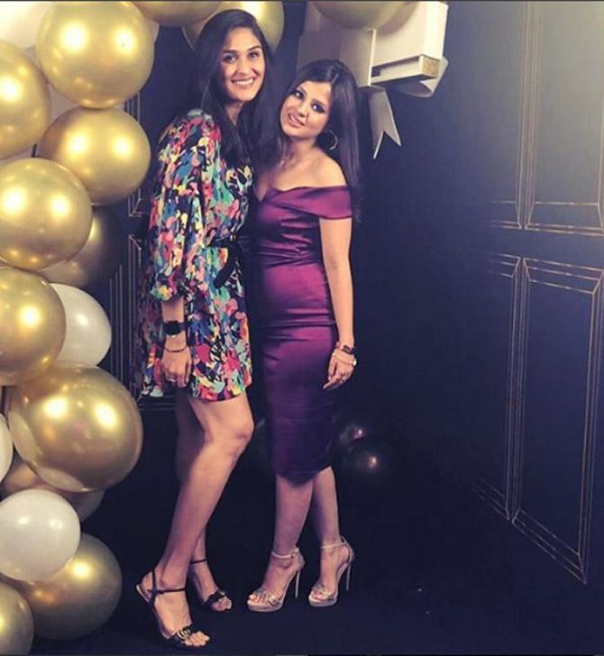 Poorna Patel posted this picture of herself with the birthday girl Sakshi Dhoni from the party.