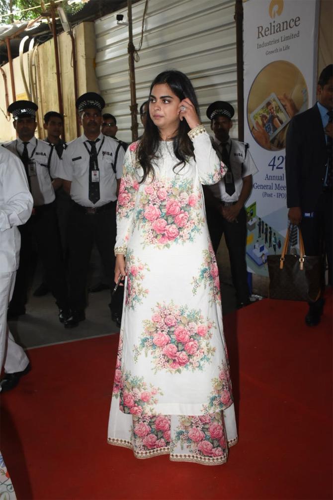 In picture: Isha Ambani caught in a candid moment by the paparazzi during the Reliance AGM in South Mumbai.