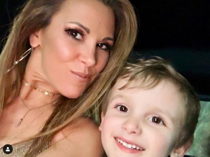 In picture: Mickie James with her son Donovan Patrick Aldis.
