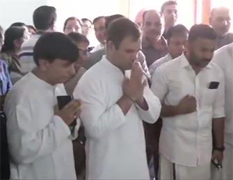 Former Congress President and MP from Wayanad, Kerala, Rahul Gandhi arrived at the residence of the former Union minister Sushma Swaraj to pay tribute to the late leader.