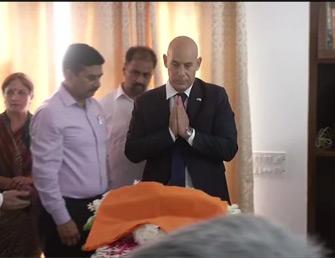 In pic: Israeli Ambassador to India, Ron Malka pays last respects to former External Affairs Minister and Bharatiya Janata Party leader, Sushma Swaraj.