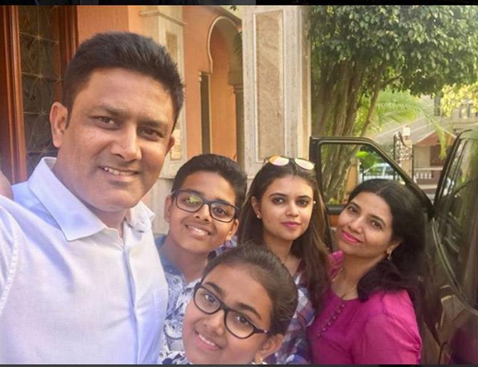 Former Indian Test captain and highest wicket-taker for the country Anil Kumble is a mechanical engineer.
In pic: Anil Kumble with family