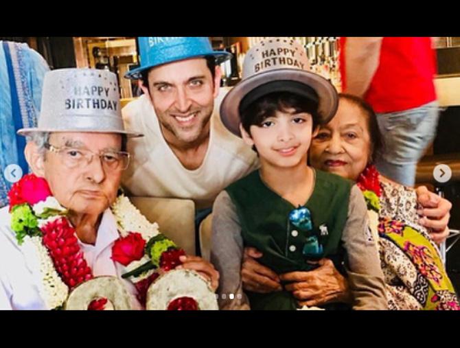 Veteran filmmaker J. Om Prakash was born on January 4, 1927. He is known for helming popular films such as Rajesh Khanna-starrer Aap Ki Kasam (1974), Aakhir Kyon? (1985) and Aashiq Hoon Baharon Ka (1977), Dharmendra and Hema Malini starrer Aas Paas (1981), Rajinikanth and Rakesh Roshan and Sridevi starrer Bhagwan Dada (1986). (All pictures courtesy/Yogen Shah, Hrithik Roshan's official Instagram account and mid-day archives)