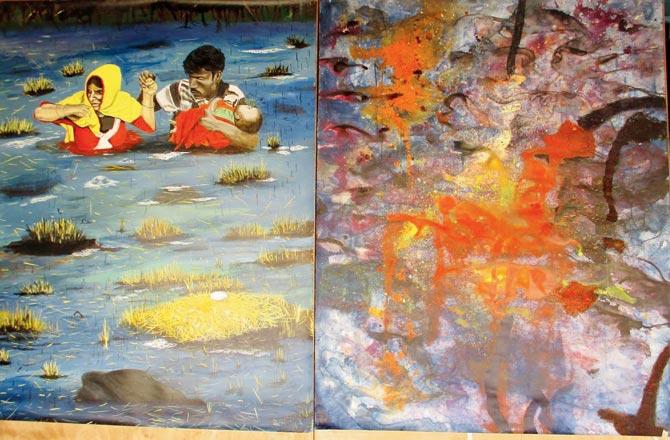Paintings made by the artist over the last few years, which will be a part of the upcoming Diwali exhibition and auction