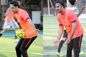 Ranbir Kapoor, Arjun Kapoor, Sachiin Joshi play football in Juhu