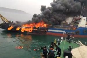 Fire guts vessel 'Coastal Jaguar'; 28 crew rescued