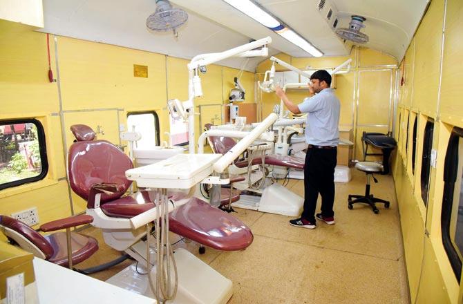 The dental and orthopaedic facilities inside the train