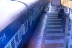 Railway cop saves man who fell between moving train and platform