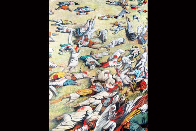 A painting depicting the Jallianwala Bagh massacre