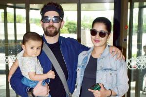 Neil Nitin Mukesh with wife Rukmini Sahay, Dia Mirza at Mumbai airport