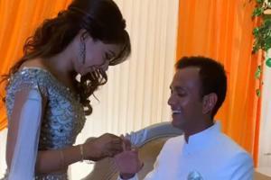Niti Taylor and Parikshit Bawa look adorable at their engagement bash