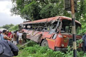 Two killed, 46 injured in State Transport bus road mishap in Raigad