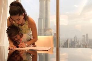 See Photo: Sunny Leone helps daughter finish homework