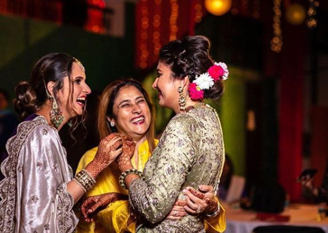 Sania Mirza in a candid moment along with mother Nasima and sister Anam. She captioned the photo: My happiness