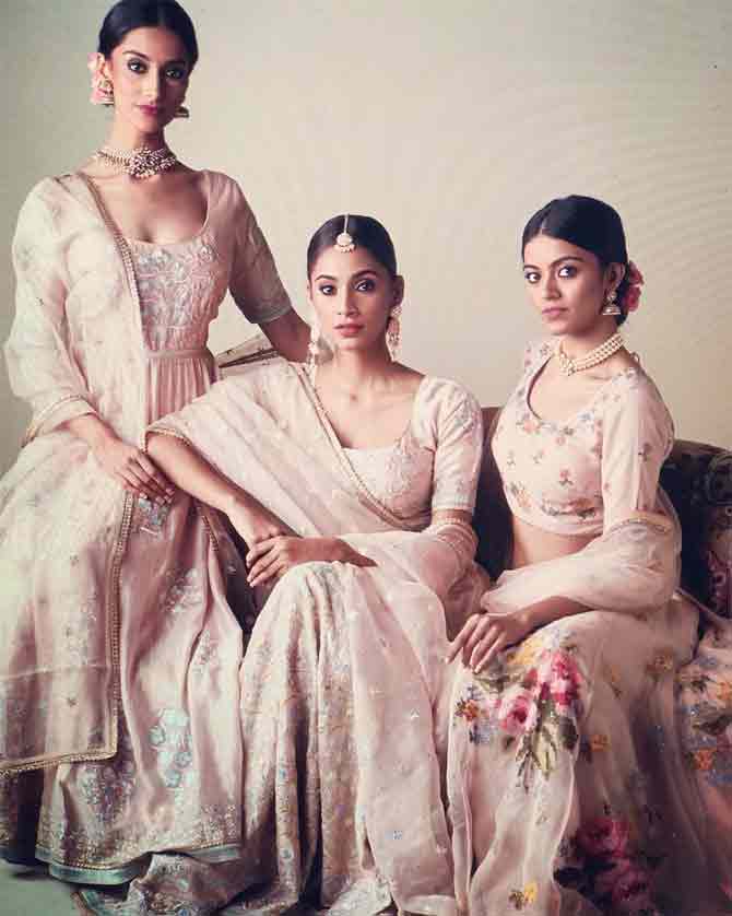 In this throwback picture, she stands out in a blush pink lehenga with minimal jewellery.