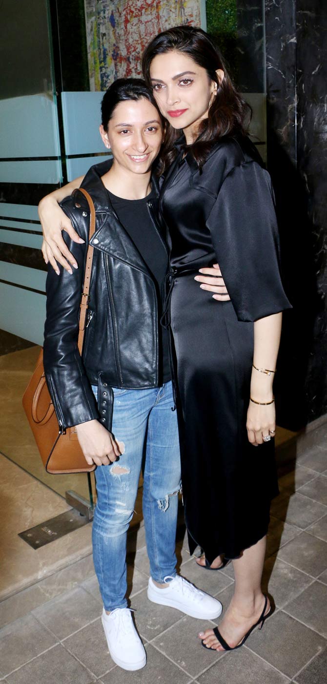 Sister love was on full display at celebrity manager and publicist Rohini Iyer's lavish bash at her residence in Santacruz, Mumbai. Seen here are Deepika Padukone and her sister Anisha Padukone dressed up in their best outfits for the party. All pictures/Yogen Shah