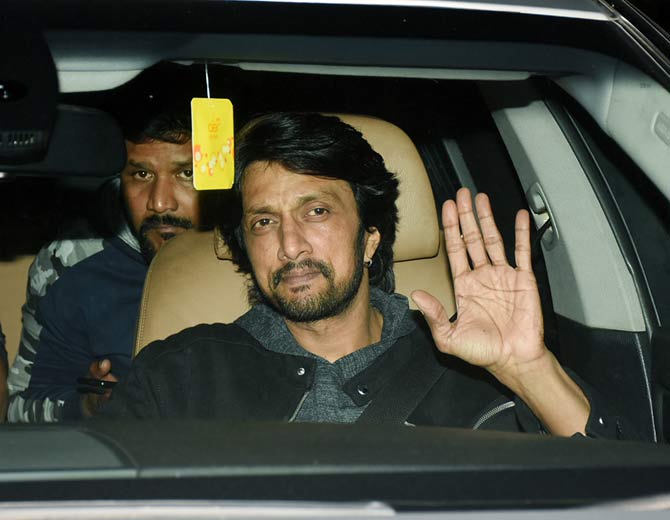 Dabangg 3 antagonist Balli aka Kichcha Sudeepa arrives for the special screening of the film at the YRF Studios in Andheri.