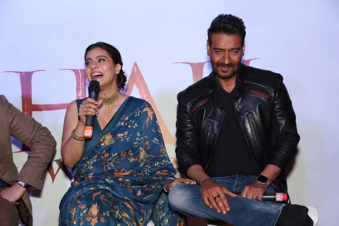 The second trailer takes us back in history, specifically to February 4, 1670, when 'the surgical strike that shook the Mughal' took place. It depicts ferocious fight between the Marathas and the Mughals for Kondhana district.
In picture: Kajol shared some insights about the shoot at the trailer launch.
