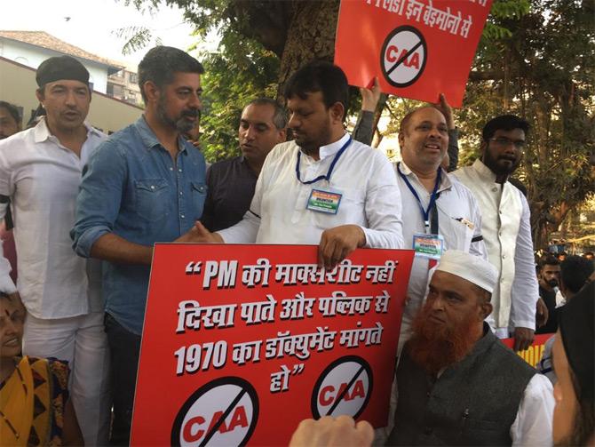 In photo: Bollywood actor Sushant Singh of Crime Patrol fame also took part in the protest