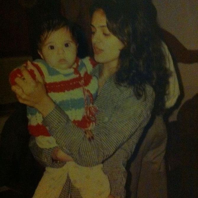 In fact, Anjana Sukhani has also landed a role in Sanjay Gupta's gangster drama Mumbai Saga, starring John Abraham. Anjana is now hoping to be back on the scene with these two films.
Pictured: A young Anjana Sukhani with a baby in her arms