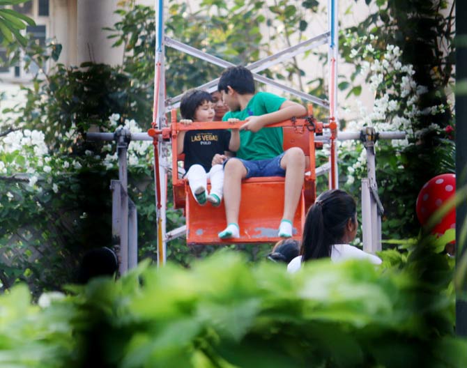 A glimpse from the tiny tot's birthday celebration, where Taimur Ali Khan is seen on a Ferris wheel with cousin Kiaan Kapoor.