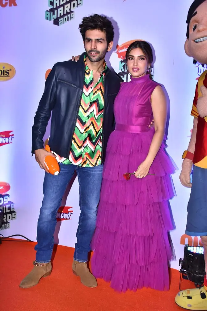 Bhumi Pednekar opted for a purple coloured ruffled dress for Nickelodeon Kids' Choice Awards ceremony hosted in Mumbai.