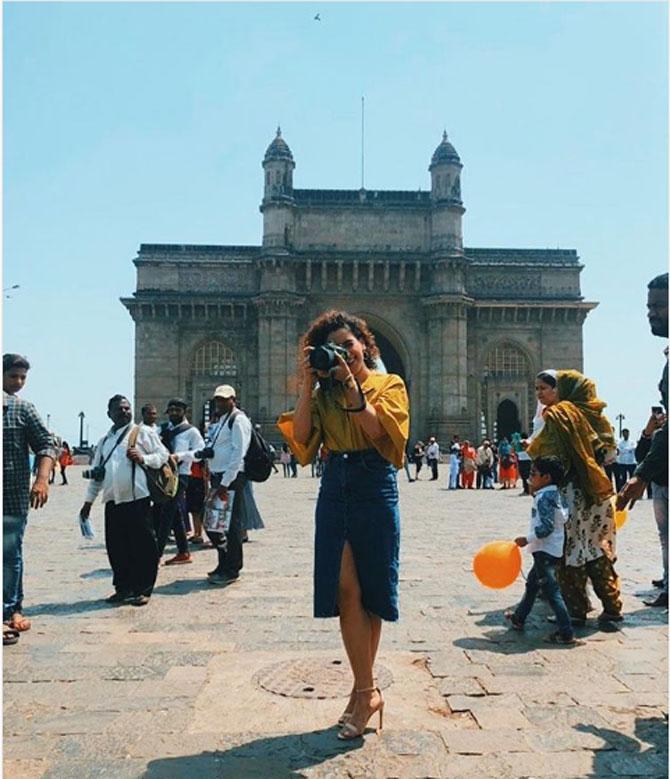 Gateway of India: It is an arch monument which is synonymous with the city of Mumbai and is amongst the prime tourist attractions of the city. The gateway is also a gathering spot for locals, street vendors, and photographers soliciting services. It is definitely a place to spend some time with your lover. Pic/Sanya Malhotra's Instagram