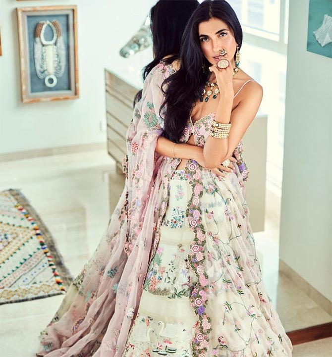 Her look in this ethereal floral lehenga reminds us of the spring season
