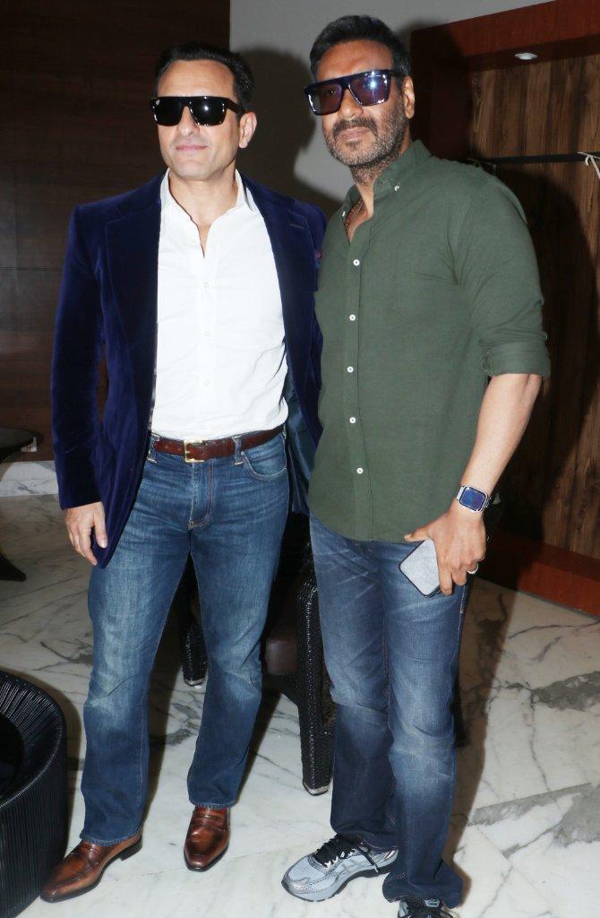 Saif Ali Khan and Ajay Devgn are currently promoting their upcoming historical drama Tanhaji: The Unsung Warrior. The duo was clicked giving interviews at a plush hotel in Juhu, Mumbai. All pictures/Yogen Shah