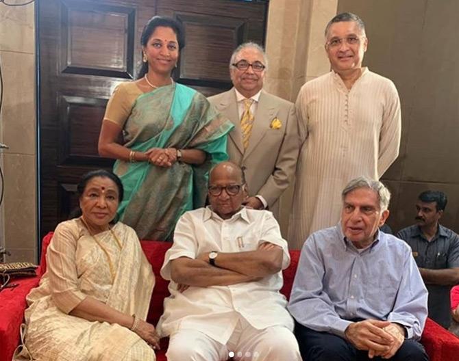 On his Instagram bio, Ratan Tata wrote, I made it to the 'Gram! He further wrote that he is the chairman of Tata Trusts and Chairman Emeritus, Tata Sons
In photo: Ratan Tata snapped at Raj Thackeray's son Amit Thackeray's wedding along with Sharad Pawar, Supriya Sule, and Asha Bhosle