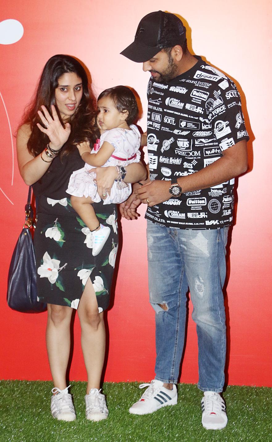 In photo: Rohit Sharma caught in a candid mommet as wife Ritika teaches daughter Samaira to wave for the paparazzi