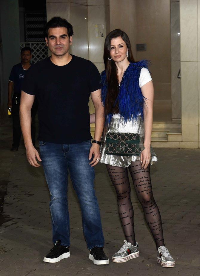 Arbaaz Khan along with girlfriend Giorgia Andriani arrive for Salman Khan's birthday party in Bandra.