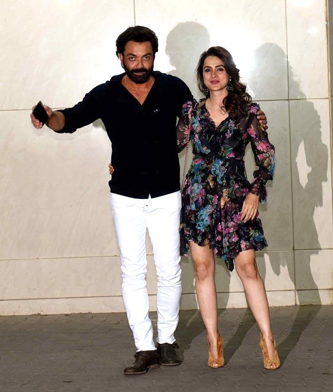 Bobby Deol and wife Tanya arrive for Salman Khan's birthday party in Bandra.