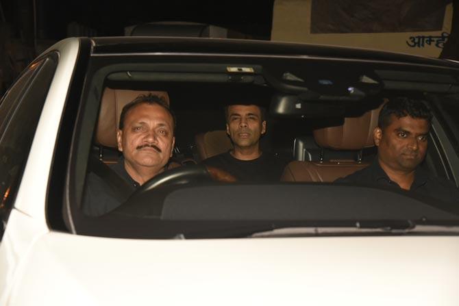 Filmmaker Karan Johar arrives for the special screening of his film Good Newwz at the preview theatre in Andheri.