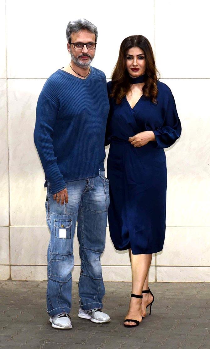 Raveena Tandon and husband Anil Thadani also attended Salman Khan's birthday party at Sohail Khan's residence in Bandra.