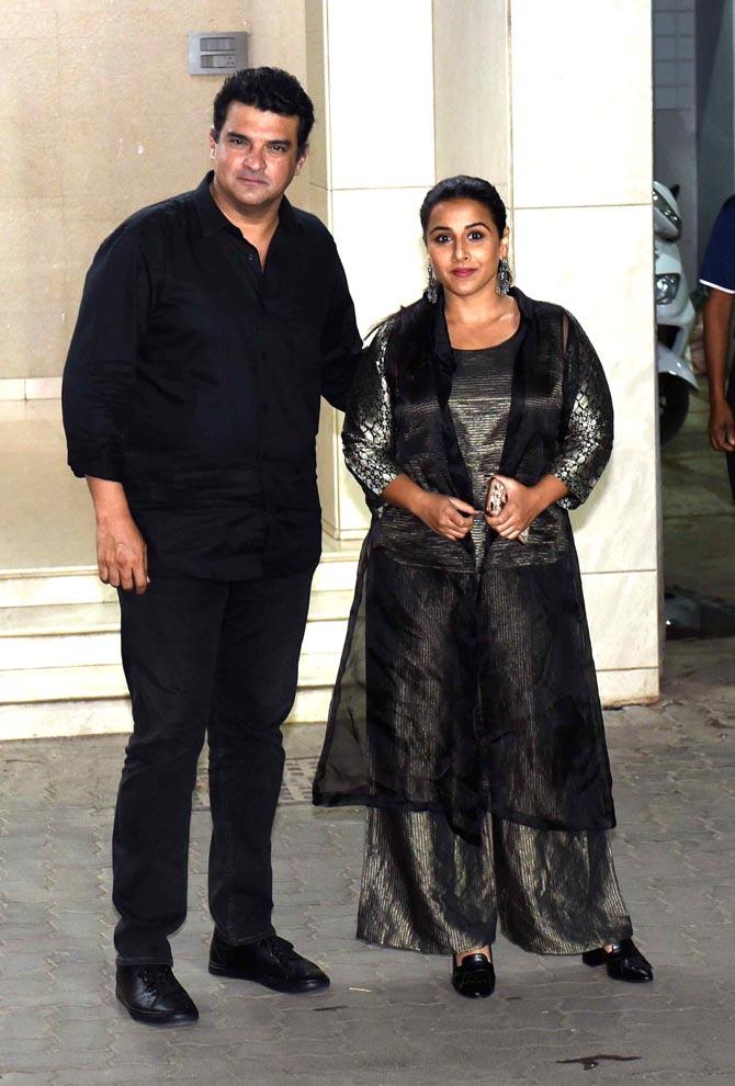 Producer Siddharth Roy Kapur and wife Vidya Balan arrive for Salman Khan's birthday party at Sohail Khan's residence in Bandra.