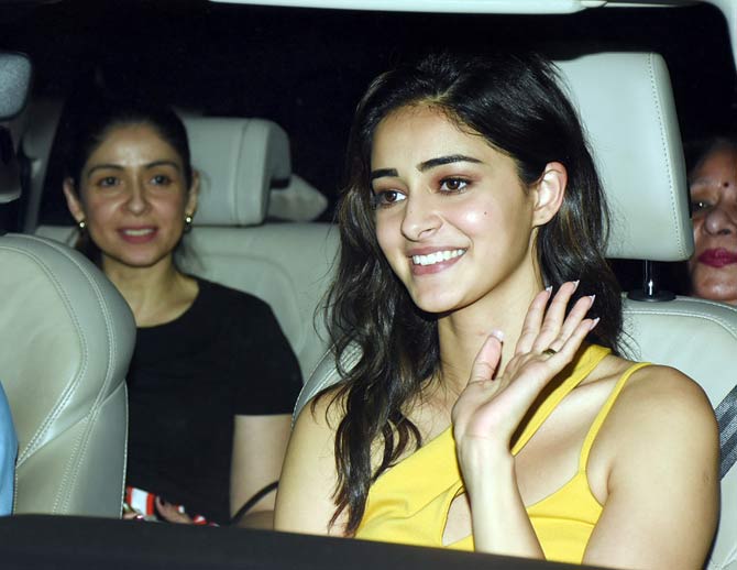 Also accompanying Ananya was mother Bhavana Pandey for the special screening of Pati Patni Aur Woh at the YRF Studios in Andheri.