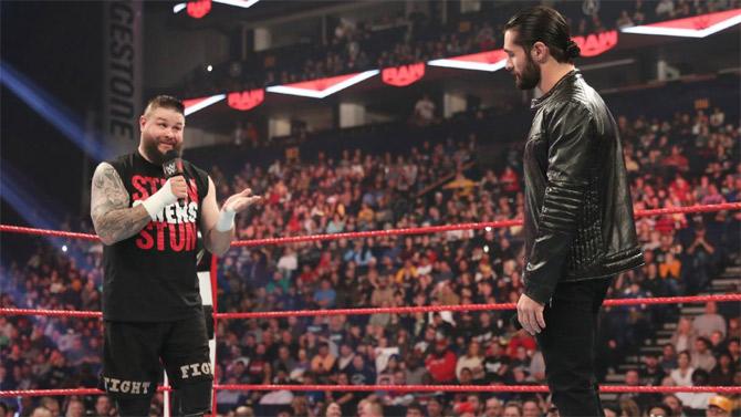 Kevin Owens then interrupted Seth Rollins and told him that he did not believe a word he said and neither did the WWE Universe. After AOP showed up, Rollins was up for a match only if Owens trusted him. After Owens, showed no interest, Rollins left the ring