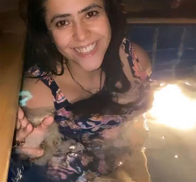 That's a screengrab from one of the Insta-stories shared by Ekta Kapoor, while she was chilling inside a pool with her pals. Looking at her expressions, it seems like Ekta Kapoor surely had a whale of a time in Thailand.