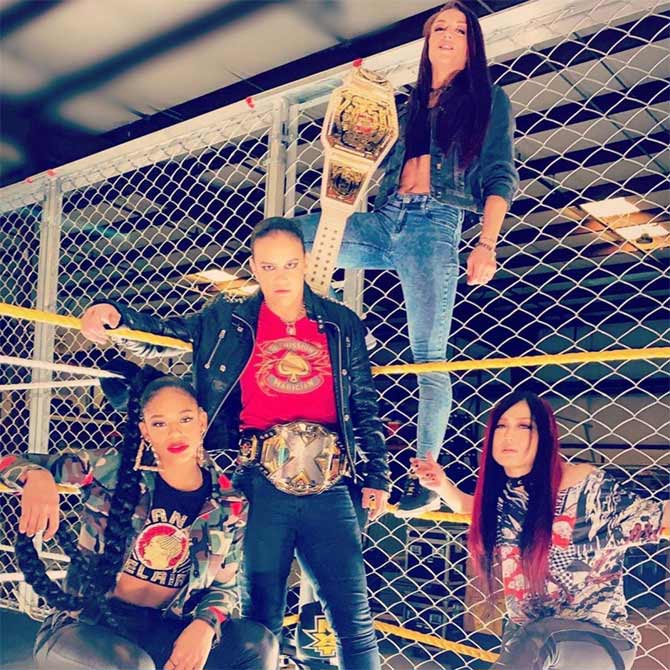 Former two-time NXT women's champion Shayna Baszler posted this photo ahead of NXT Wargames and captioned it, 'The enemy of my enemy is my ally. #Wargames #TeamShayna'