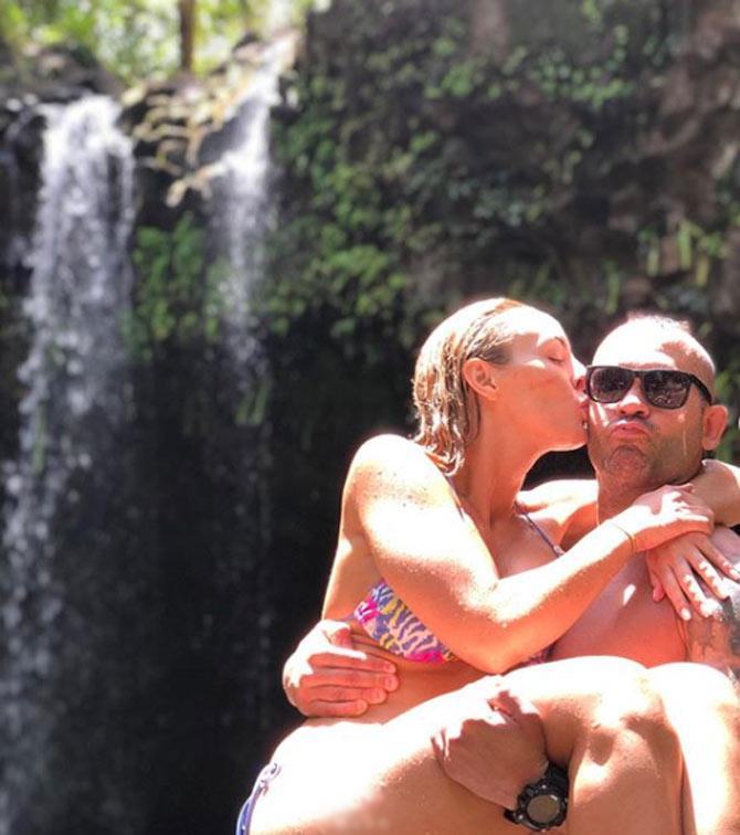 WWE former women's tag team champion Peyton Royce of The IIconics posted this photo along with her husband and former WWE wrestler Tye Dillinger (now Shawn Spears)