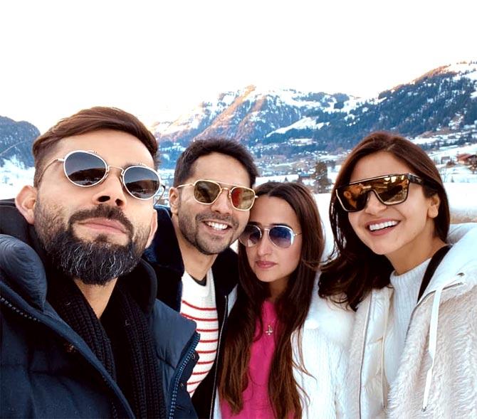 And who should they bump into but Varun and Natasha! The picture, shared on Instagram shows the four celebrities posing happily in the white snow. 
