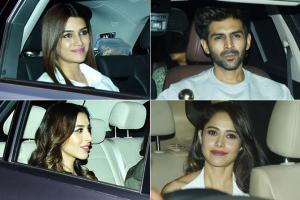Kriti Sanon, Kartik Aaryan, Nushrat Bharucha at screening of Good Newwz