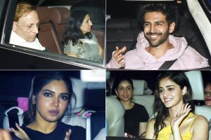 Kartik Aaryan with parents at screening of Pati Patni Aur Woh