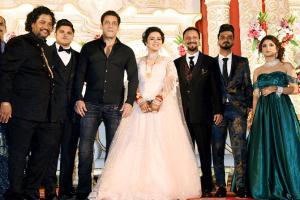 Salman Khan attends the wedding reception of makeup artist's son