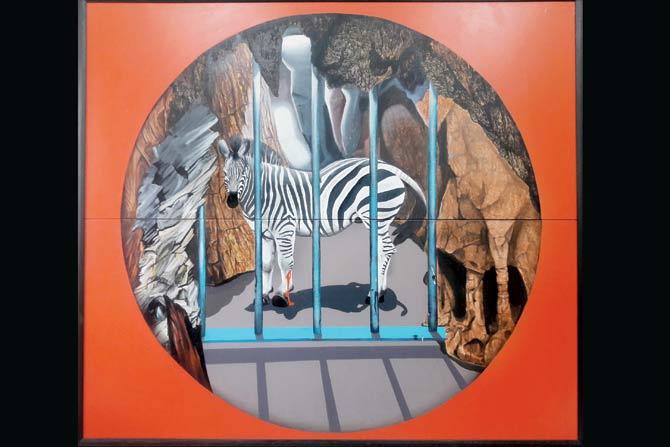 Chintan’s painting depicted a zebra behind bars. FILE PIC